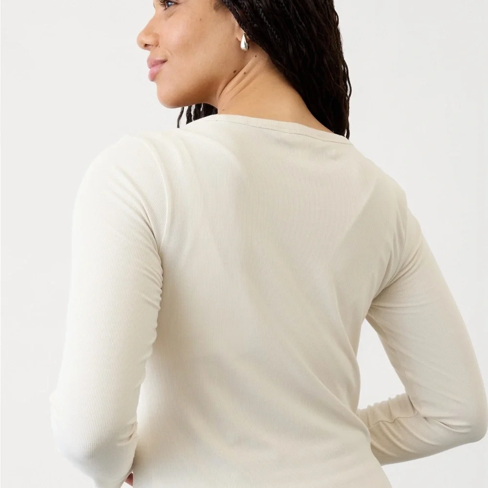 NWOT Athleta signature rib square neck top in bone - Picture 3 of 7
